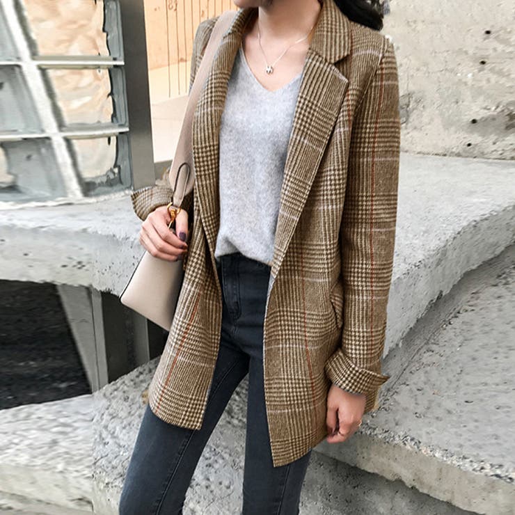 グレンチェックジャケット レディース韓国 | SUNSHINE CLOSET | 詳細画像6 