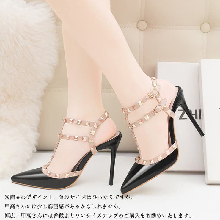 スタッズ ピンヒール パンプス[品番：AGCW0001522]｜ANGELCLOSET