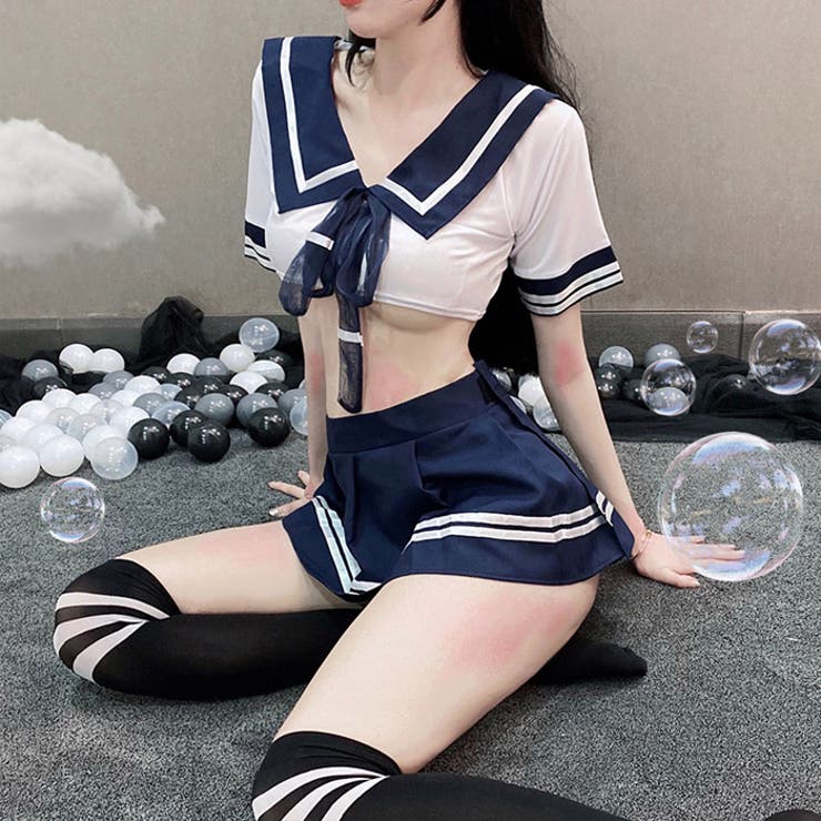 制服　セーラー　コスプレ　大人　ミニ　セクシー　学生服　ニーハイ　衣装　仮装