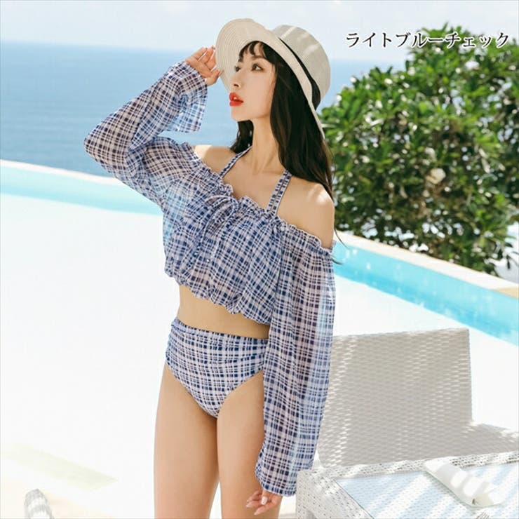 ブルーチェック | 水着体型カバー レディース ビキニ | Anna Mu JAPAN