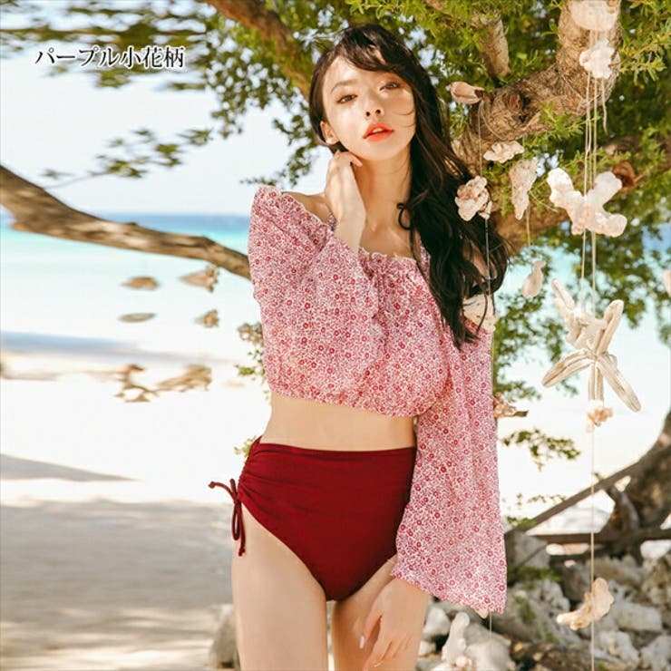 パープルフラワー | 水着体型カバー レディース ビキニ | Anna Mu JAPAN