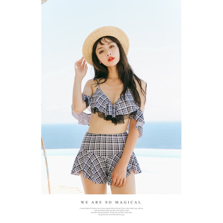 ブラックチェック | 水着体型カバー レディース ビキニ | Anna Mu JAPAN