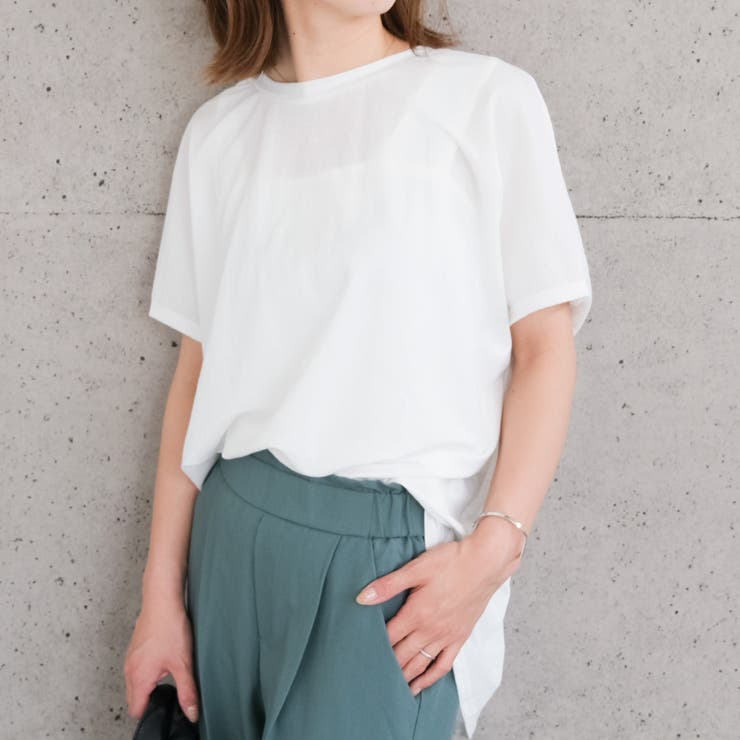 ホワイト | 夏の必需品！接触冷感バックギャザーTシャツ | aquagarage