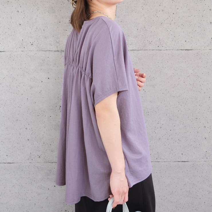 ラベンダー | 夏の必需品！接触冷感バックギャザーTシャツ | aquagarage