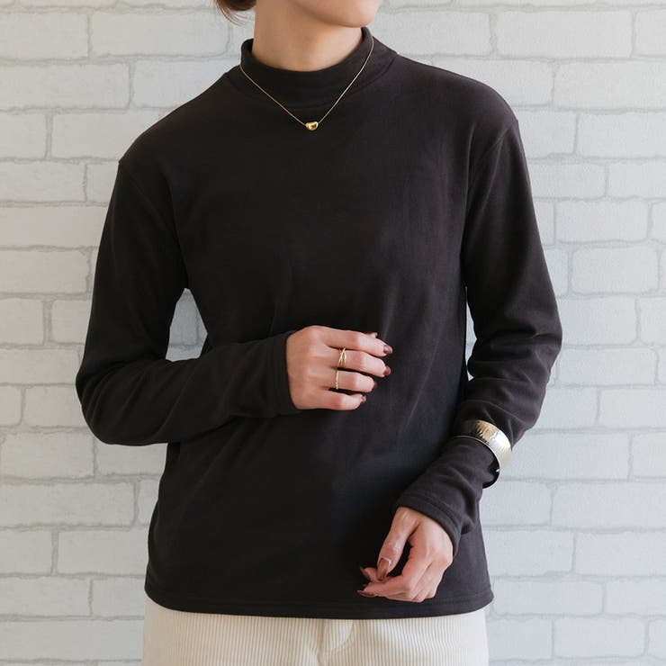 チャコール | ストレッチフリースハイネックトップス  M L LL 長袖 レディース | aquagarage