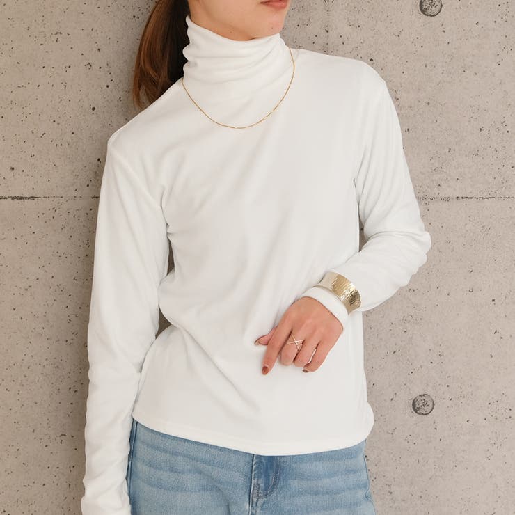 ストレッチフリースタートルネックトップス M L LL 長袖 レディース