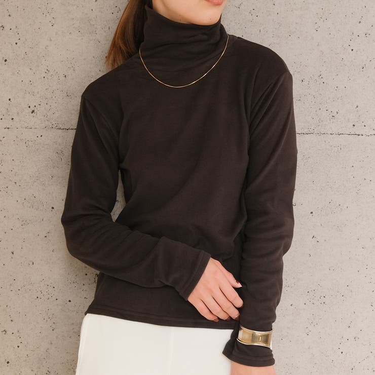 ストレッチフリースタートルネックトップス M L LL 長袖 レディース