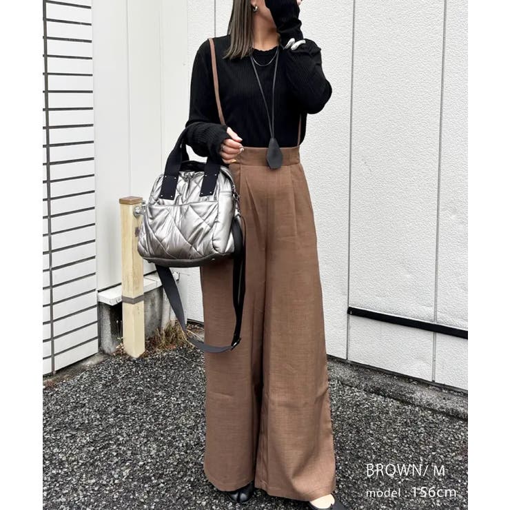 リネンライクサスペンダー付きパンツ レディース 春 夏 秋 M | aquagarage | 詳細画像14 