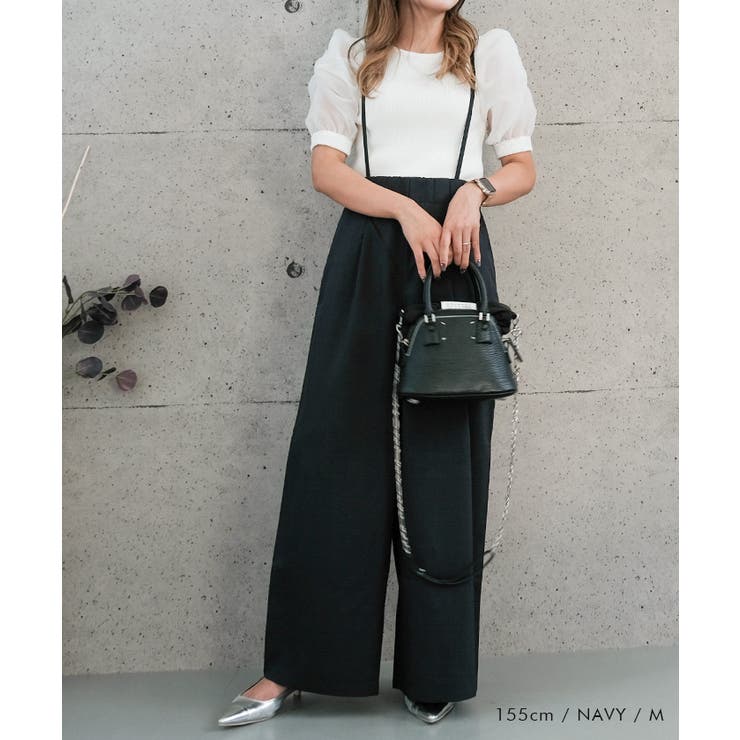 リネンライクサスペンダー付きパンツ レディース 春 夏 秋 M