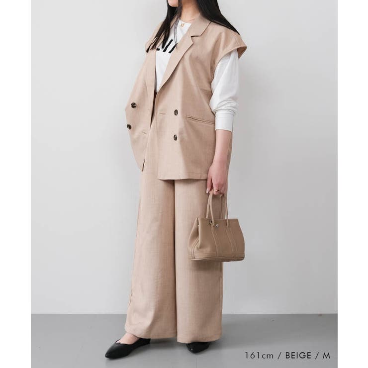 リネンライクサスペンダー付きパンツ レディース 春 夏 秋 M