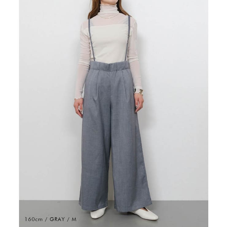 リネンライクサスペンダー付きパンツ レディース 春 夏 秋 M