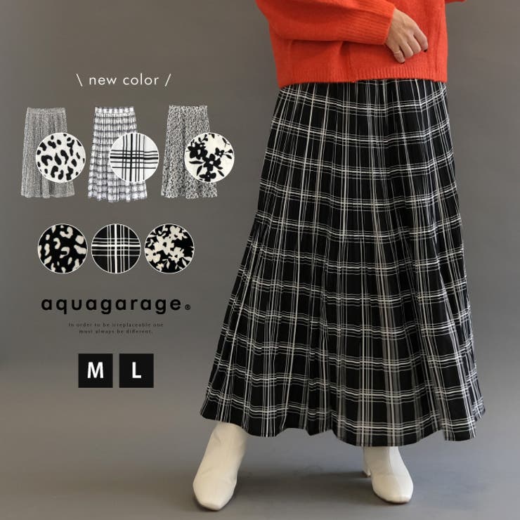動く度にふわっと揺れるフェミニンな1枚♪総柄プリーツロングスカート | aquagarage | 詳細画像1 