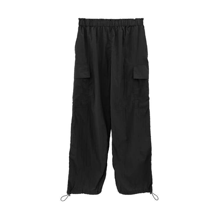 ブラック | 薄手で軽やかな穿き心地のミリタリーナイロンカーゴパンツ | aquagarage
