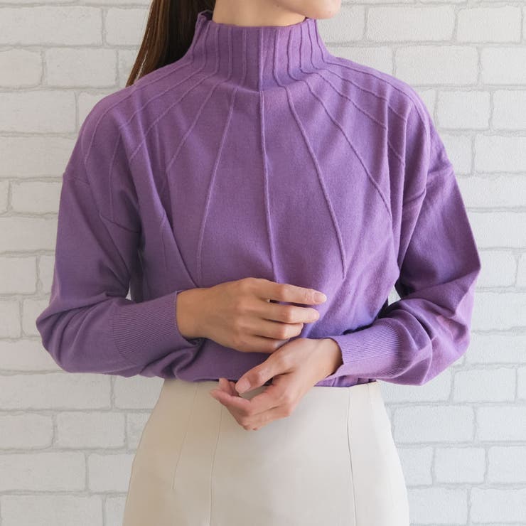 ラベンダー | 柔らかい生地感のピンタックニットトップス | aquagarage