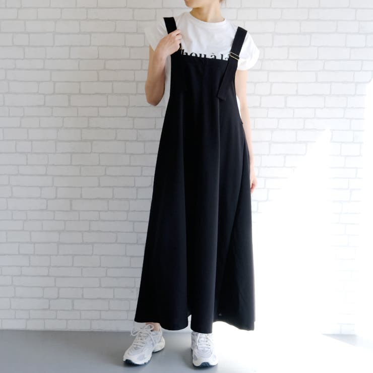 ブラック | 着るだけで即こなれ感！カットツイルジャンパースカート | aquagarage