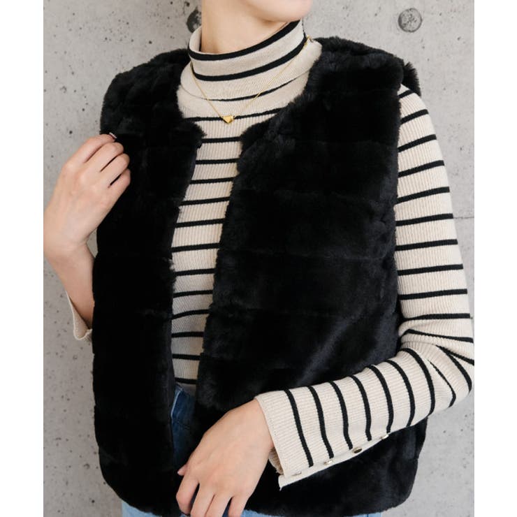 ふんわりと暖かい、なめらかな手触りのフェイクファーベスト | aquagarage | 詳細画像6 