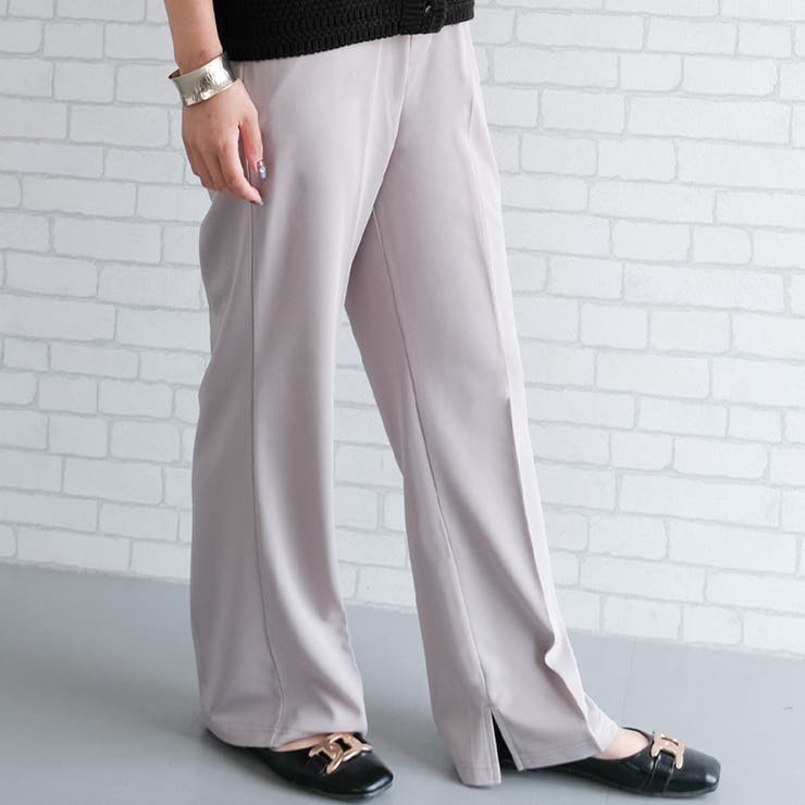 グレージュ | インサイドスリットワイドパンツ レディース 春 夏 秋 M L | aquagarage