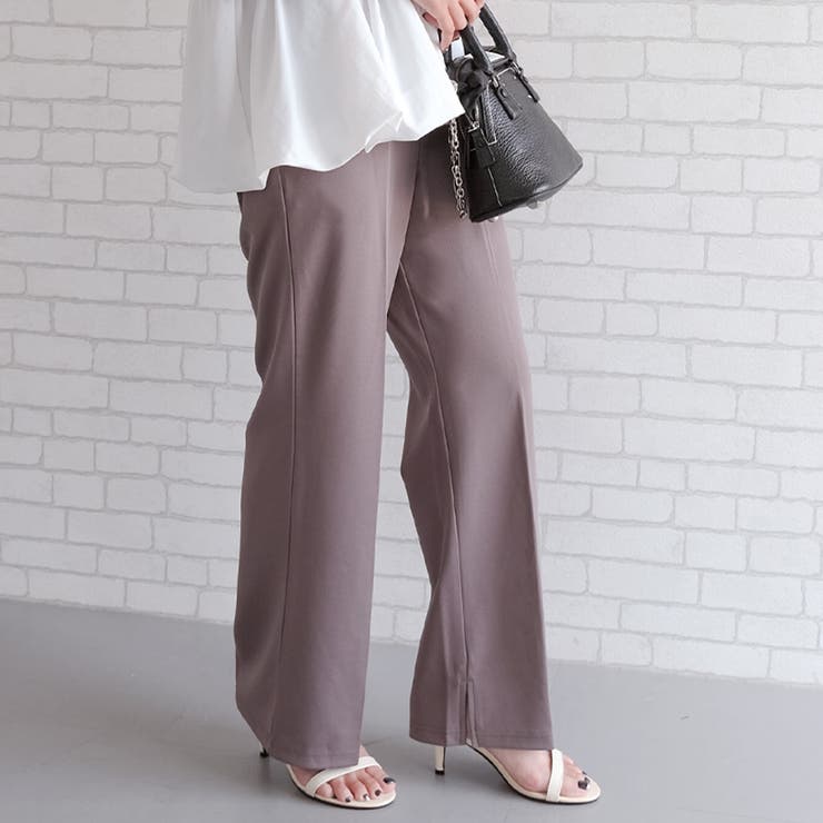 モカチャ | インサイドスリットワイドパンツ レディース 春 夏 秋 M L | aquagarage