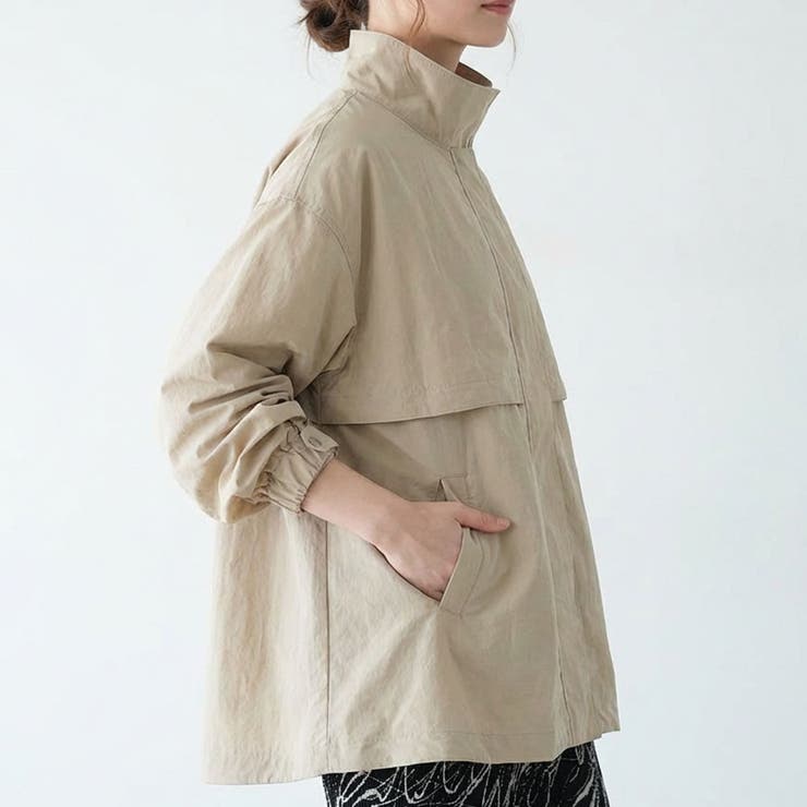 グレージュ | スタンドカラードロストブルゾン 春 秋 レディース M L | aquagarage