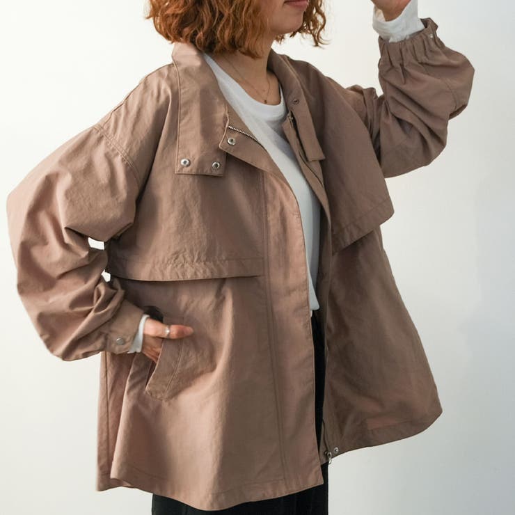 モカ | スタンドカラードロストブルゾン 春 秋 レディース M L | aquagarage