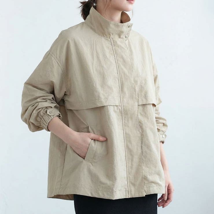 カーキ | スタンドカラードロストブルゾン 春 秋 レディース M L | aquagarage