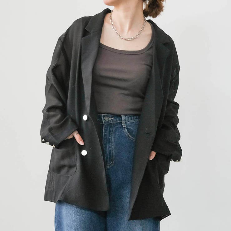 ブラック | メッシュテーラードジャケット 春 夏 秋 M L | aquagarage