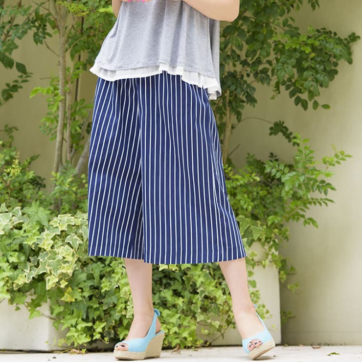 ガウチョパンツ ウエストゴム パンツ[品番：QU000004539