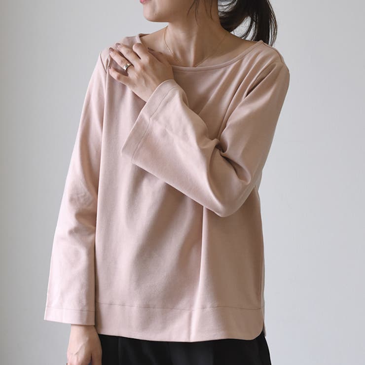 無地：ピンクベージュ | ゆるっと感がお洒落『ワイドスリーブデイリートップス』 | aquagarage