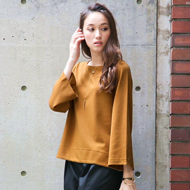 無地：キャメル | ゆるっと感がお洒落『ワイドスリーブデイリートップス』 | aquagarage