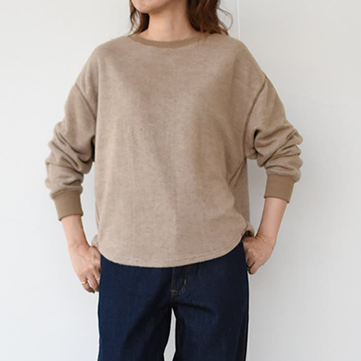 ベージュ | ウォーム感のある生地でステッチがさり気ないアクセント！ステッチデザインスウェット… | aquagarage