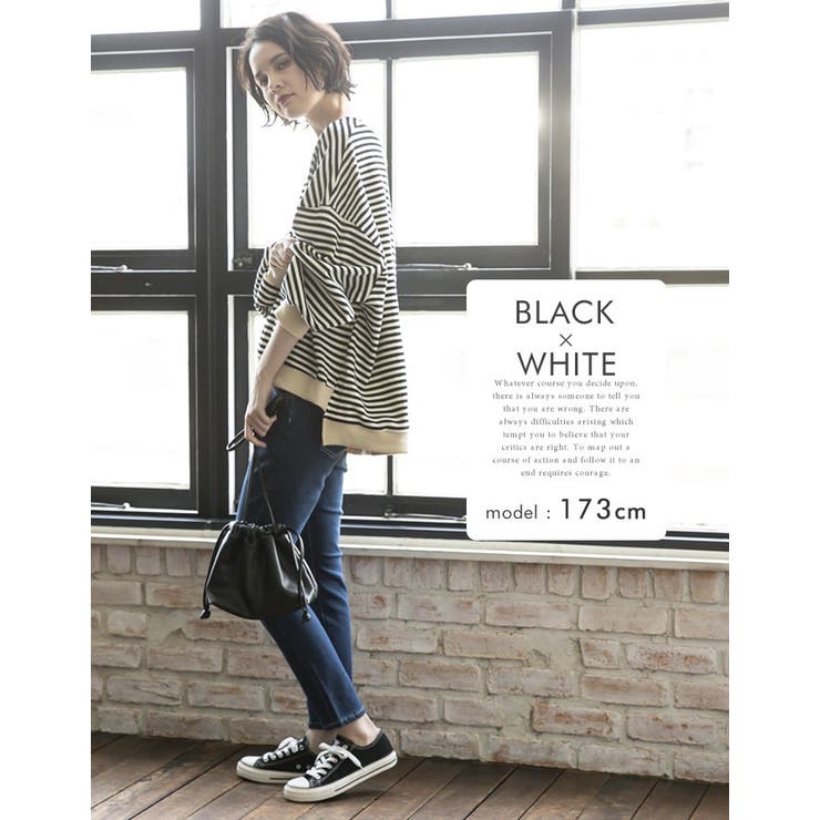 ゆったりとしたオーバーシルエットのボリューム袖ボーダープルオーバー | aquagarage | 詳細画像21 