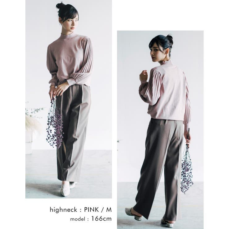 シンプルながら表情豊かに着映える！ハイネックプリーツ袖ニットトップス | aquagarage | 詳細画像11 