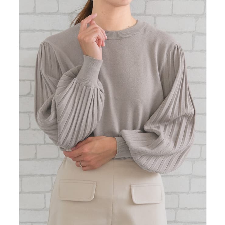 シンプルながら表情豊かに着映える！ハイネックプリーツ袖ニットトップス | aquagarage | 詳細画像13 