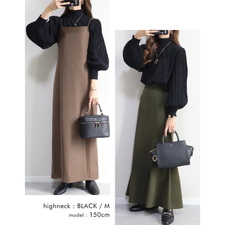 シンプルながら表情豊かに着映える！ハイネックプリーツ袖ニットトップス | aquagarage | 詳細画像2 