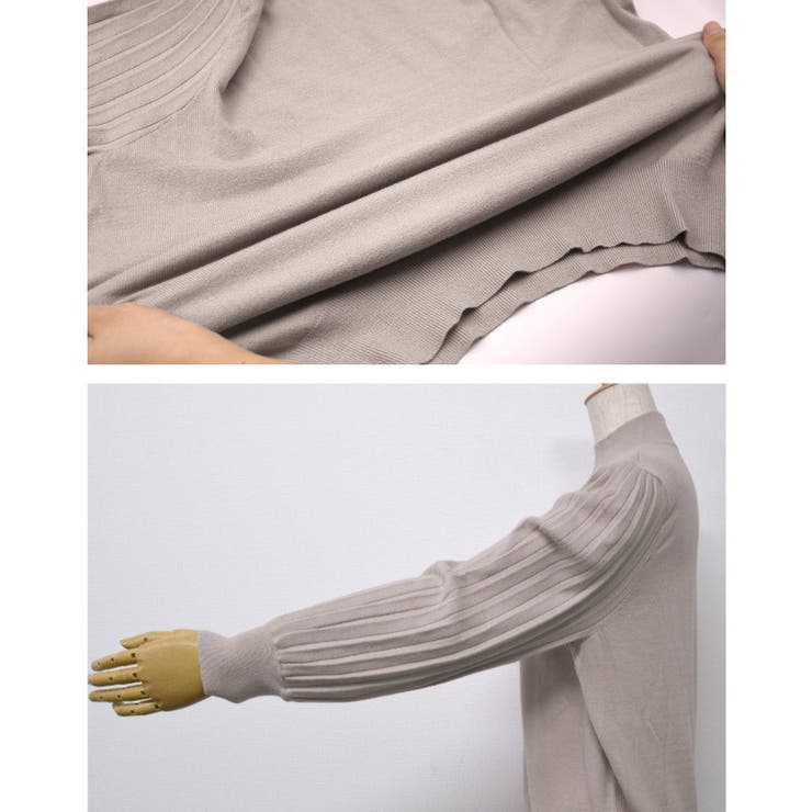 シンプルながら表情豊かに着映える！ハイネックプリーツ袖ニットトップス | aquagarage | 詳細画像24 