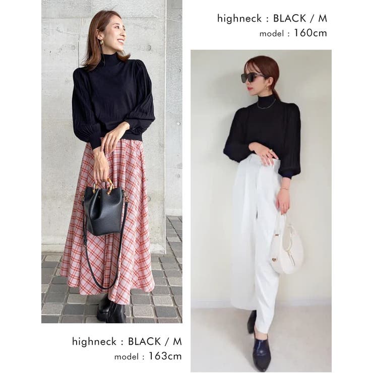 シンプルながら表情豊かに着映える！ハイネックプリーツ袖ニットトップス | aquagarage | 詳細画像3 