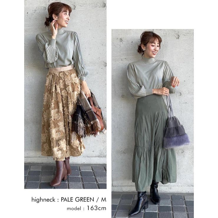 シンプルながら表情豊かに着映える！ハイネックプリーツ袖ニットトップス | aquagarage | 詳細画像5 