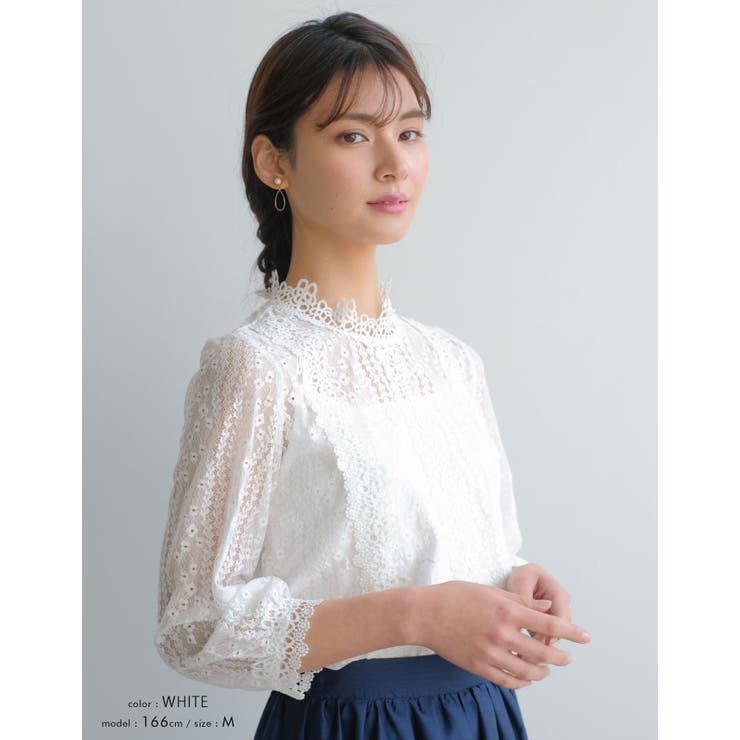 透け感が大人女性の魅力を引き出す！繊細な花レーストップス×インナーキャミセット | aquagarage | 詳細画像13 