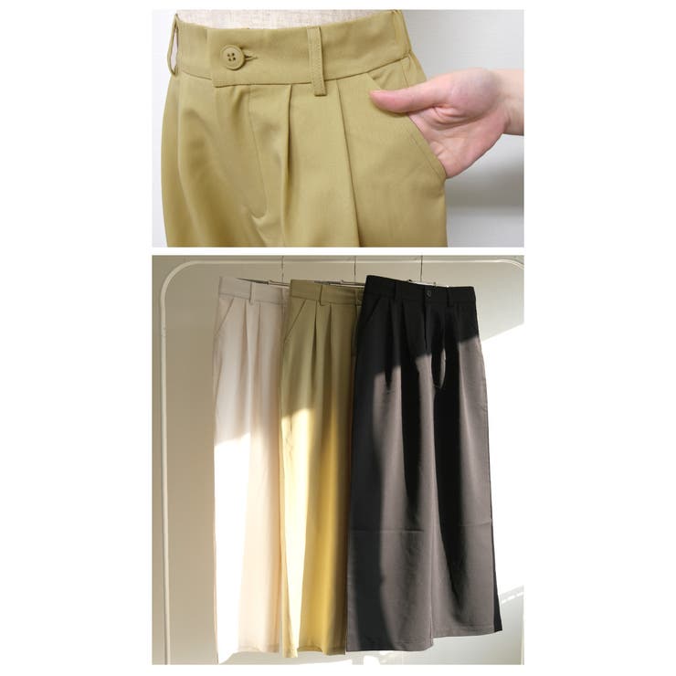 楽ちんなのにしっかりきちんと感。フロントタック入りワイドパンツ | aquagarage | 詳細画像14 