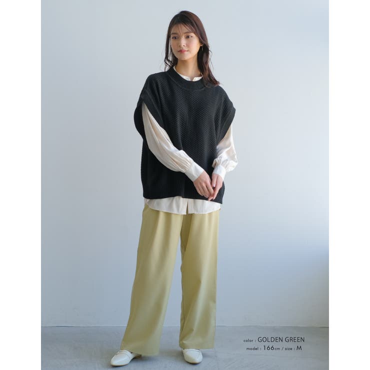 楽ちんなのにしっかりきちんと感。フロントタック入りワイドパンツ | aquagarage | 詳細画像19 