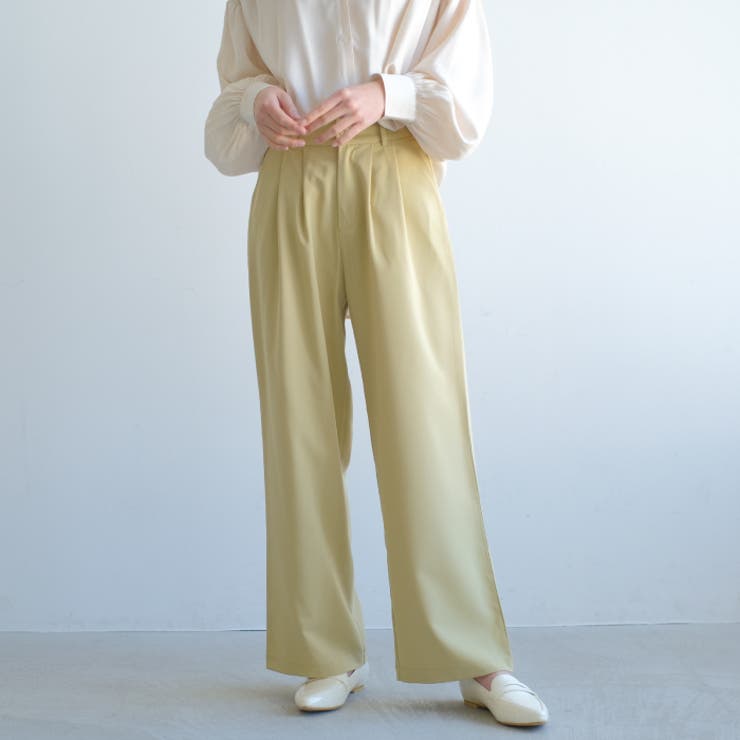 楽ちんなのにしっかりきちんと感。フロントタック入りワイドパンツ | aquagarage | 詳細画像2 