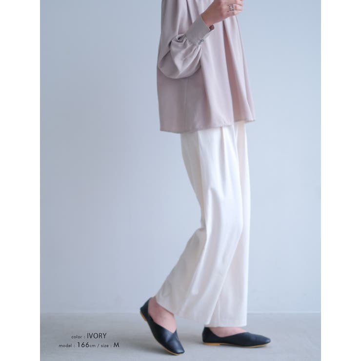 楽ちんなのにしっかりきちんと感。フロントタック入りワイドパンツ | aquagarage | 詳細画像21 