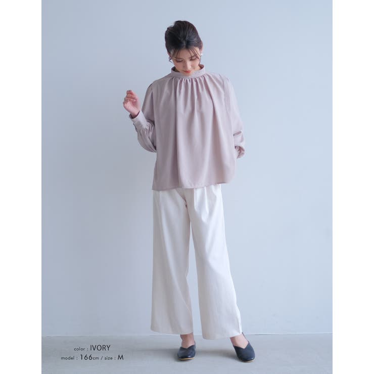 楽ちんなのにしっかりきちんと感。フロントタック入りワイドパンツ | aquagarage | 詳細画像22 