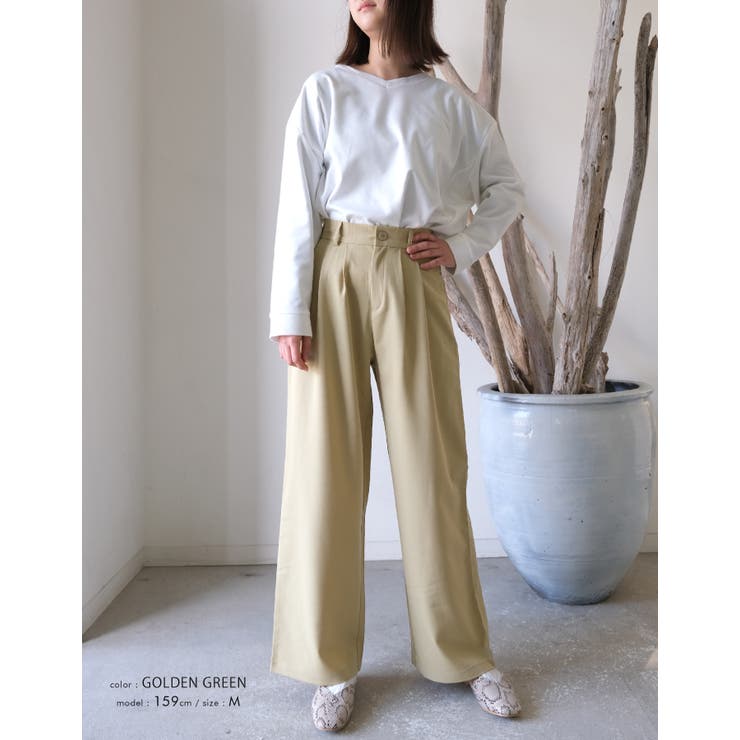 楽ちんなのにしっかりきちんと感。フロントタック入りワイドパンツ | aquagarage | 詳細画像24 