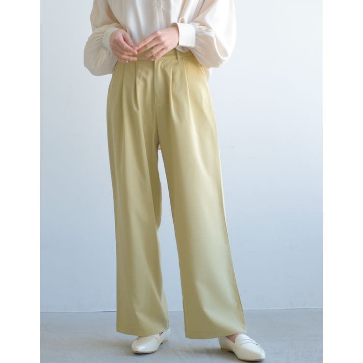 ゴールデングリーン | 楽ちんなのにしっかりきちんと感。フロントタック入りワイドパンツ | aquagarage