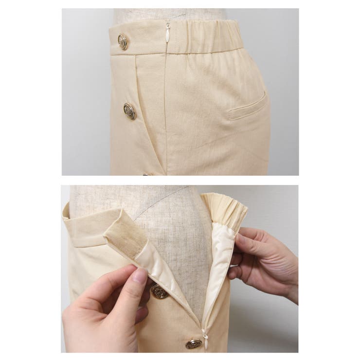 ゴールドボタンがスタイリッシュな雰囲気を演出！フロントボタンストレートパンツ | aquagarage | 詳細画像12 