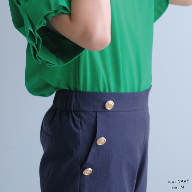 ゴールドボタンがスタイリッシュな雰囲気を演出！フロントボタンストレートパンツ | aquagarage | 詳細画像6 