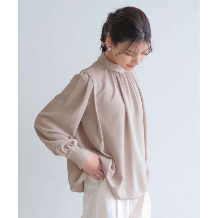 ガレージオブグットクロージング/タグ付未使用品/袖タックカシュクールブラウス YURTAO】mori JQ 後ろカシュクールブラウス〈green〉 | zuhka