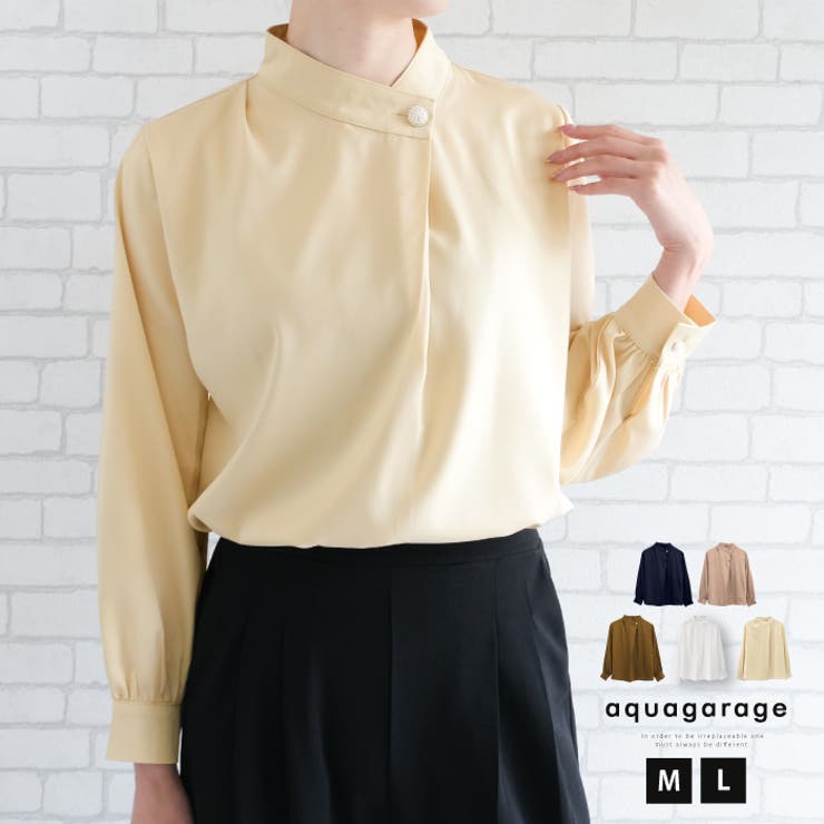 シンプルながら表情豊かに着映える！パールボタンブラウス | aquagarage | 詳細画像1 