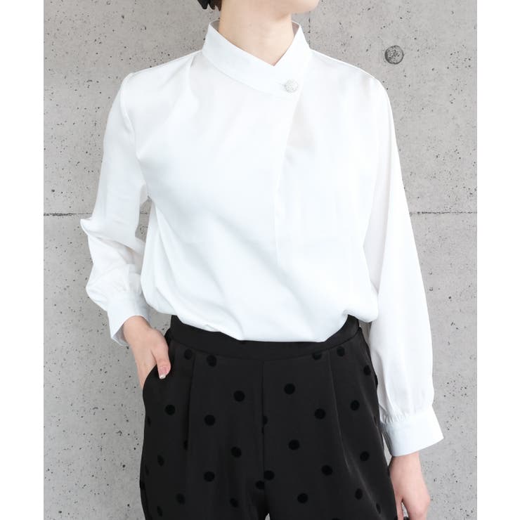 シンプルながら表情豊かに着映える！パールボタンブラウス | aquagarage | 詳細画像14 